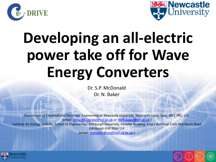 developing an all electric power take off for wave energy