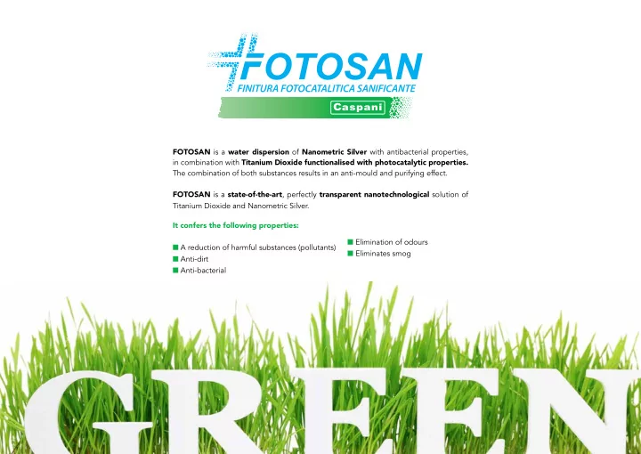 fotosan is a water dispersion of nanometric silver with