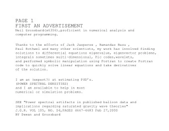 PAGE 1  FIRST AN ADVERTISEMENT  Neil Grossbard(x6356),proficient in numerical analysis and