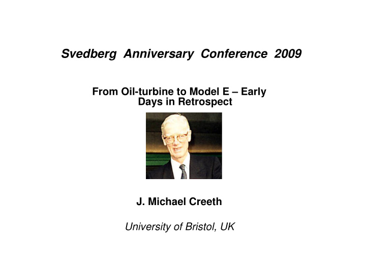 svedberg anniversary conference 2009