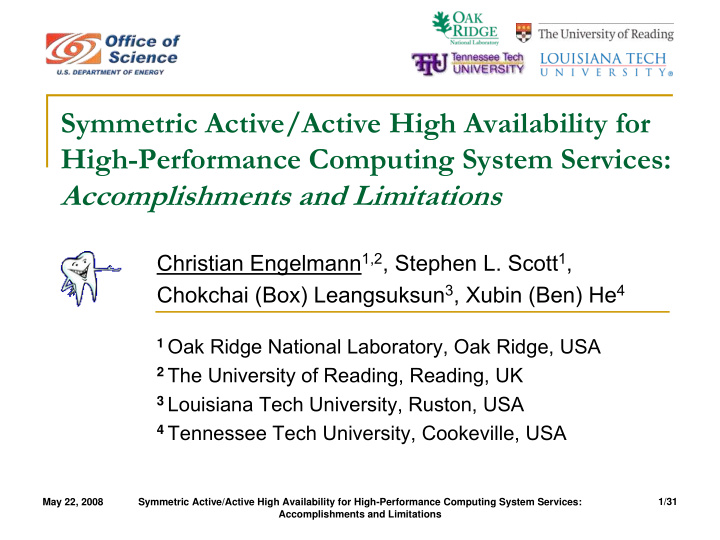 symmetric active active high availability for high