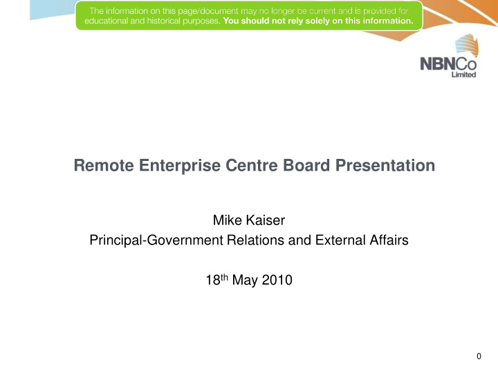 remote enterprise centre board presentation