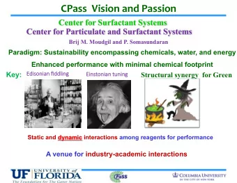 CPass%%Vision%and%Passion%%  Center for Surfactant Systems  Center for Particulate and Surfactant