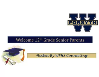 Welcome 12 th Grade Senior Parents