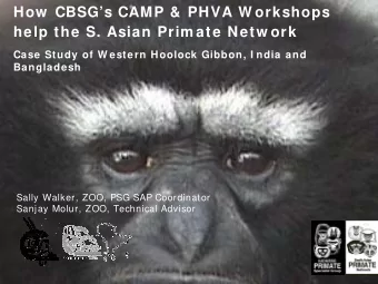 How CBSGs CAMP &amp; PHVA W orkshops  help the S. Asian Prim ate Netw ork  Case Study of W