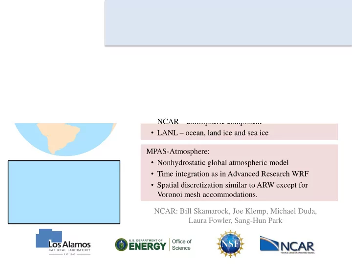 ncar atmospheric component lanl ocean land ice and sea