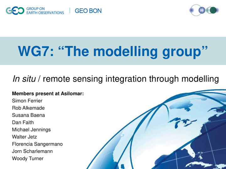 wg7 the modelling group