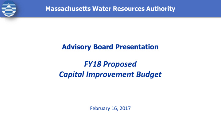 fy18 proposed capital improvement budget