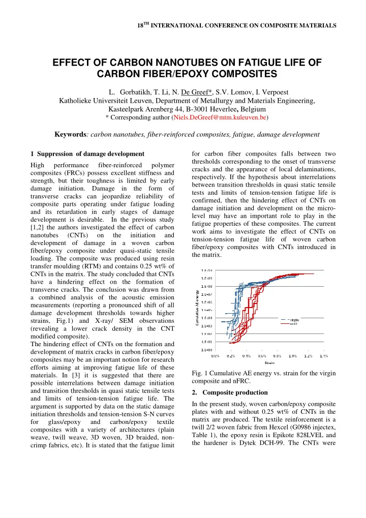 effect of carbon nanotubes on fatigue life of carbon