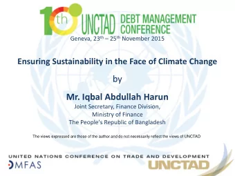 Geneva, 23 th  25 th November 2015  Ensuring Sustainability in the Face of Climate Change  by