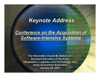 Keynote Address  Keynote Address  Conference on the Acquisition of  Conference on the Acquisition