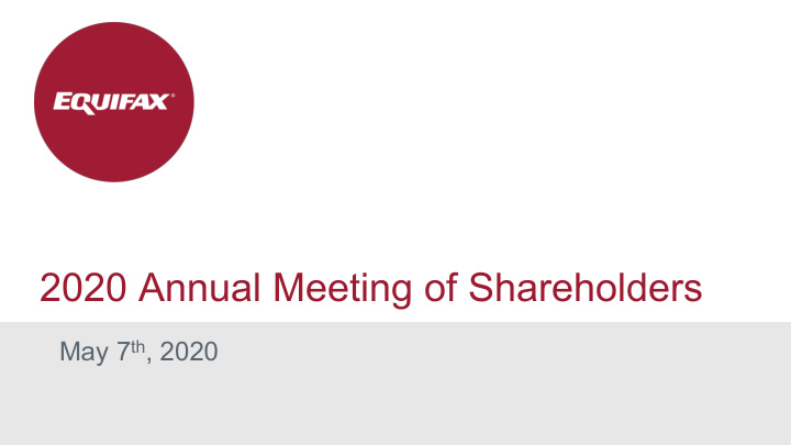 2020 annual meeting of shareholders