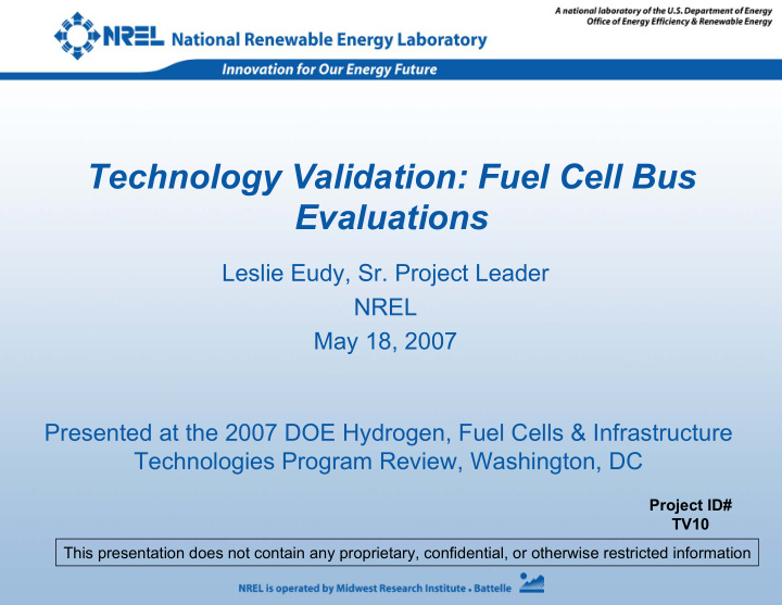technology validation fuel cell bus evaluations