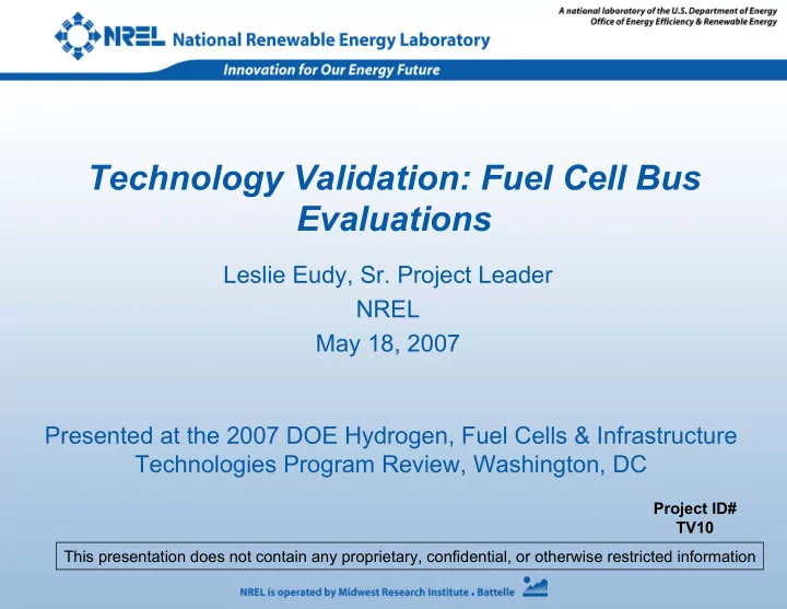 technology validation fuel cell bus evaluations