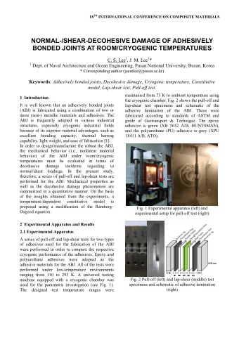 NORMAL-/SHEAR-DECOHESIVE DAMAGE OF ADHESIVELY  BONDED JOINTS AT ROOM/CRYOGENIC TEMPERATURES C. S.