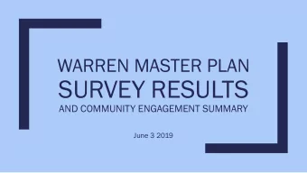 SURVEY RESULTS  AND COMMUNITY ENGAGEMENT SUMMARY  June 3 2019  DEMOGRAPHICS  Survey open  May 2018