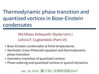 Thermodynamic phase transition and  quantized vortices in Bose-Einstein  condensates  Michikazu