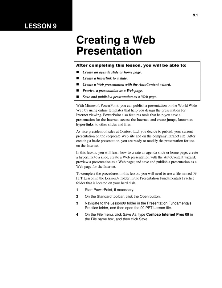 creating a web presentation