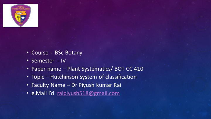 course bsc botany semester iv paper name plant