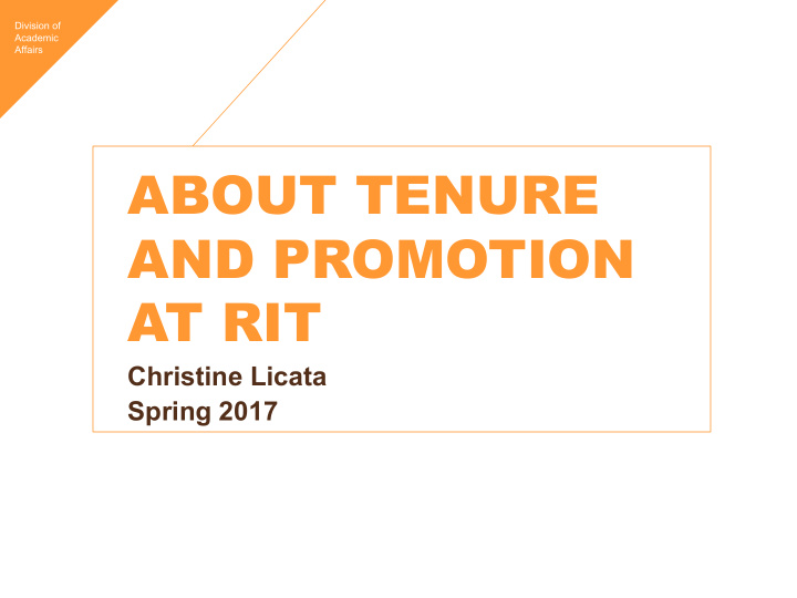 about tenure and promotion at rit