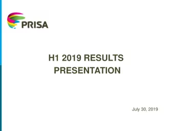 H1 2019 RESULTS  PRESENTATION  July 30, 2019  0  Disclaimer  The information contained in this