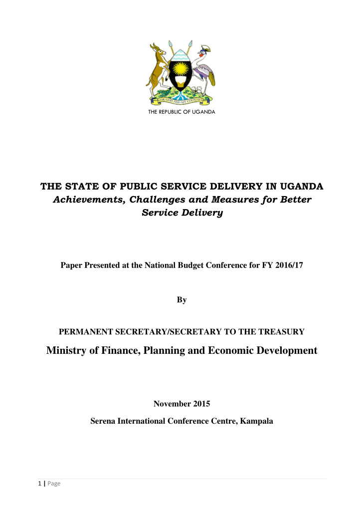 ministry of finance planning and economic development