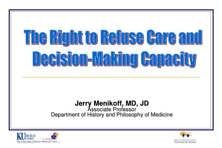 jerry menikoff md jd jerry menikoff md jd