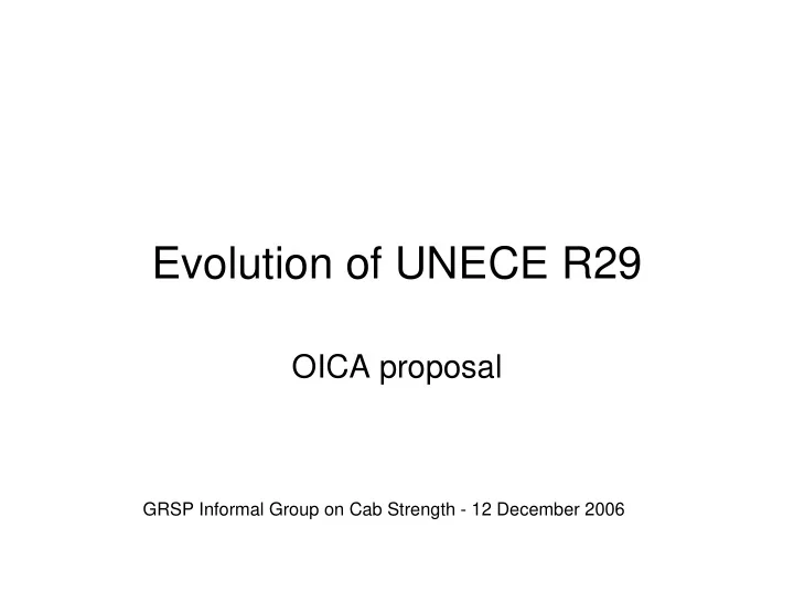 evolution of unece r29