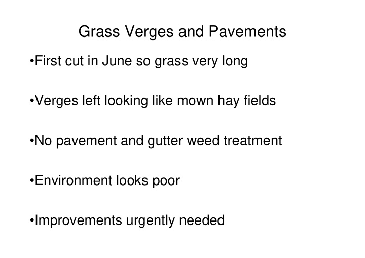 grass verges and pavements