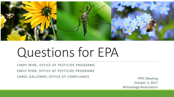 questions for epa