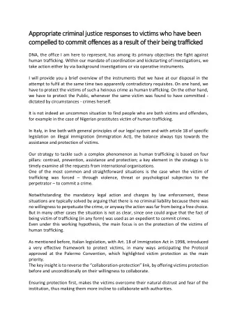 compelled to commit offences as a result of their being trafficked  DNA, the office I am here to