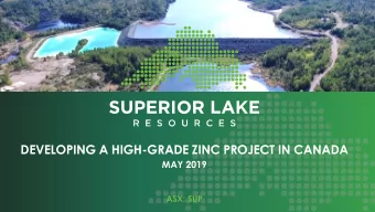 DEVELOPING A HIGH-GRADE ZINC PROJECT IN CANADA  MAY 2019  ASX: SUP  Important Notices  Disclaimer