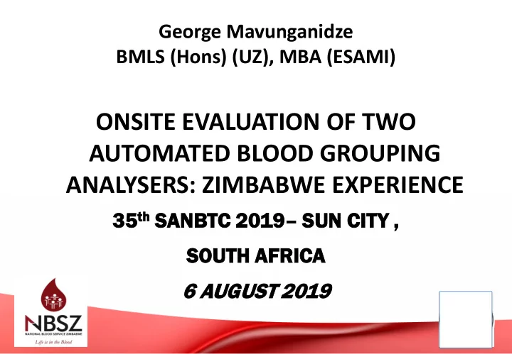 onsite evaluation of two automated blood grouping