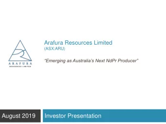 August 2019  Investor Presentation Important Notice  Disclaimer  2 This presentation has been