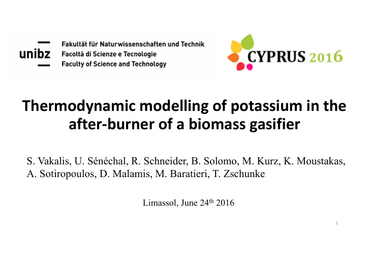 thermodynamic modelling of potassium in the after burner