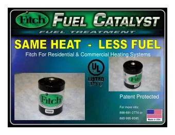 Fitch For Residential &amp; Commercial Heating Systems  Patent Protected  For more info: