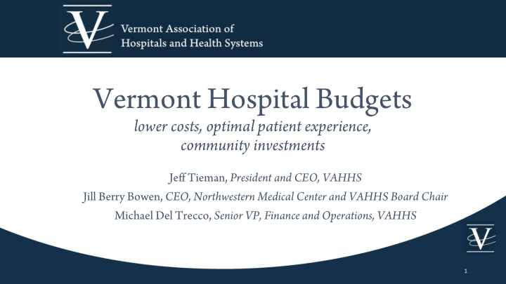 vermont hospital budgets
