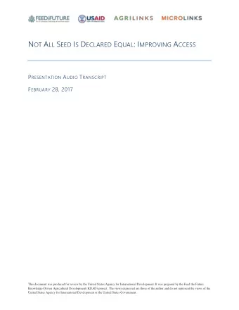 N OT A LL S EED I S D ECLARED E QUAL : I MPROVING A CCESS P RESENTATION A UDIO T RANSCRIPT F