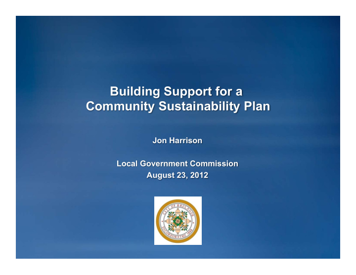 building support for a community sustainability plan