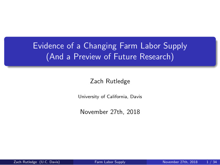 evidence of a changing farm labor supply and a preview of