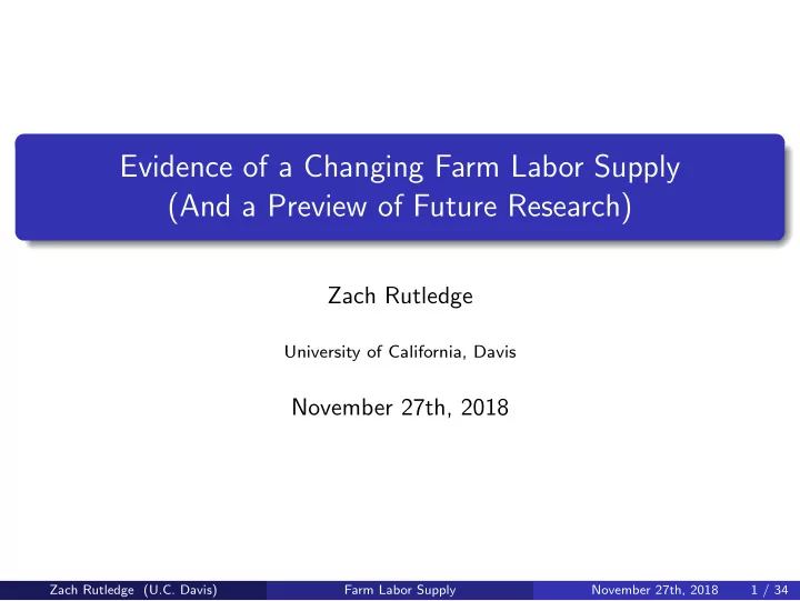 evidence of a changing farm labor supply and a preview of