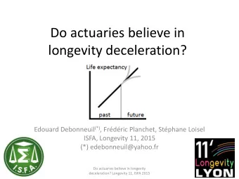 Do actuaries believe in  longevity deceleration? Edouard Debonneuil (*) , Frdric Planchet,