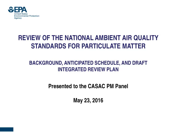 review of the national ambient air quality standards for
