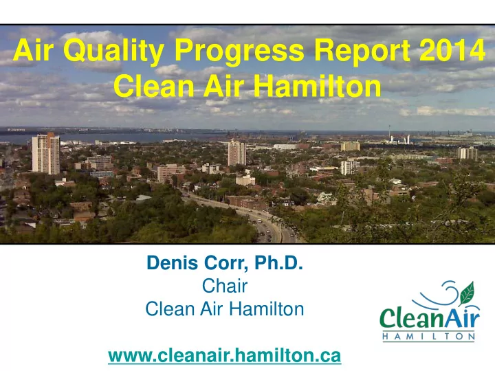 denis corr ph d chair clean air hamilton cleanair