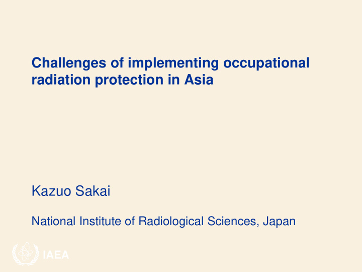 kazuo sakai national institute of radiological sciences