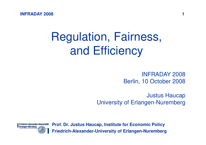regulation fairness and efficiency