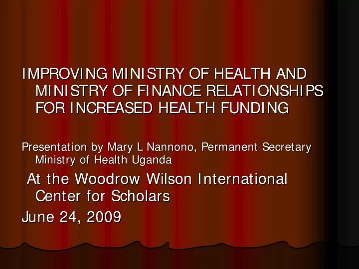 improving ministry of health and improving ministry of