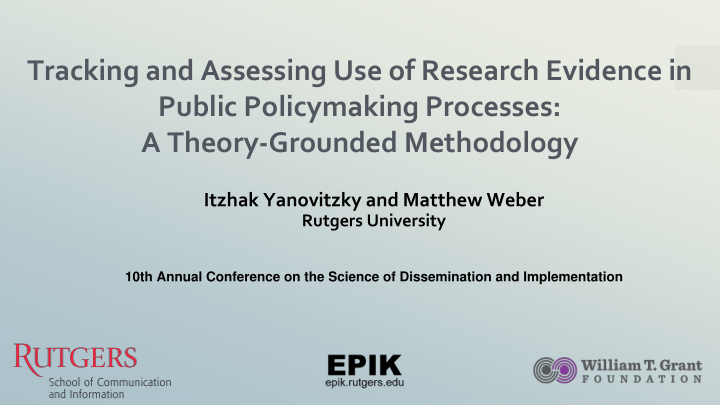 tracking and assessing use of research evidence in public
