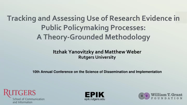 tracking and assessing use of research evidence in public