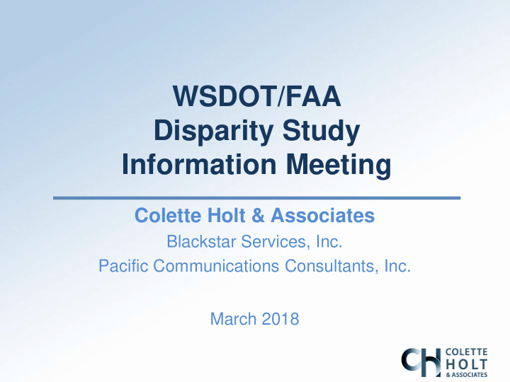 wsdot faa disparity study information meeting